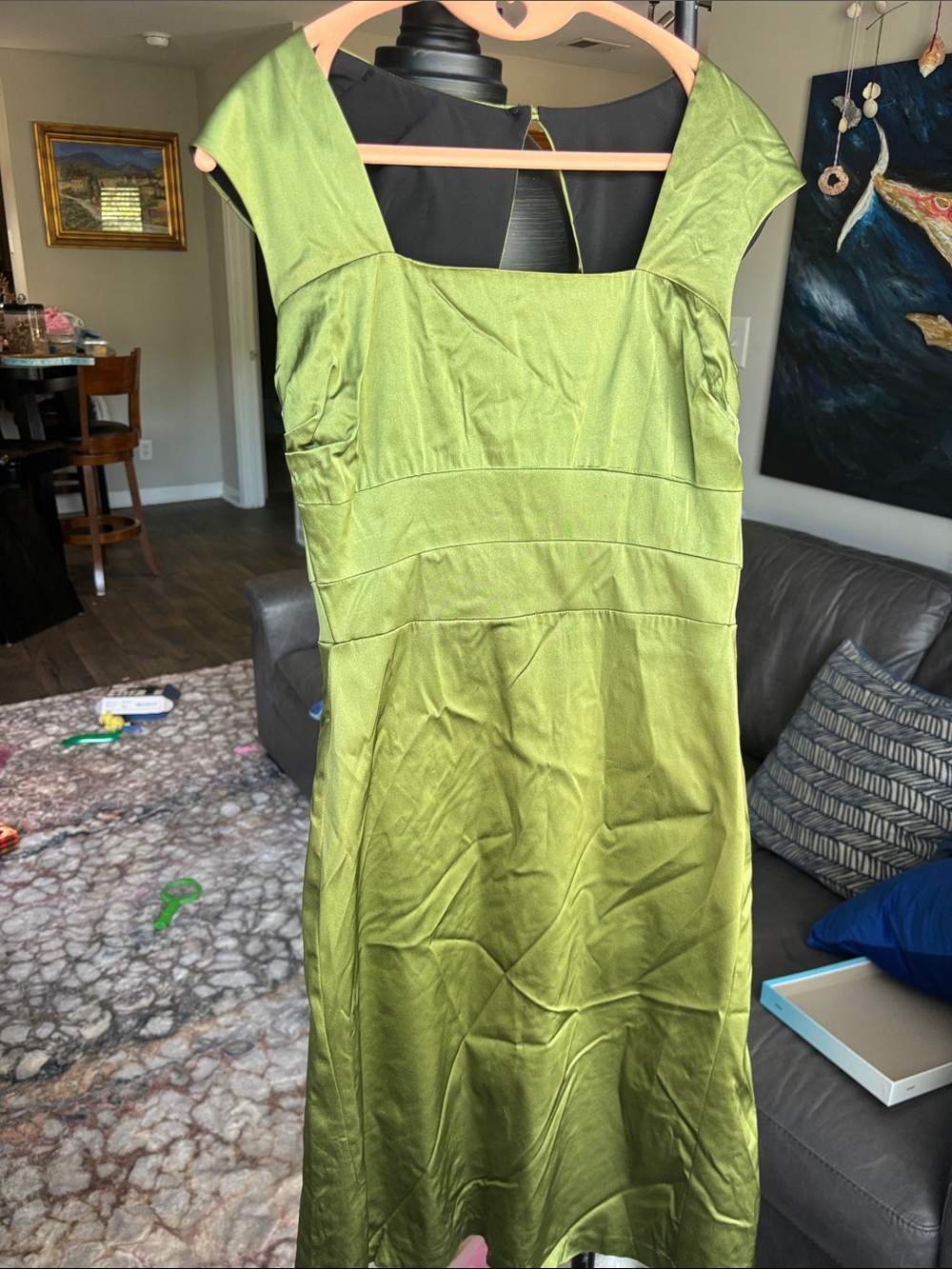 New Donna Ricco Classic Scoop-Neck Olive Green Women's Dress size 4